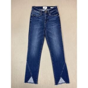 Frame Denim‎ Jeans Womens 23 Blue Le High Straight Asymmetric Hem Stretch
